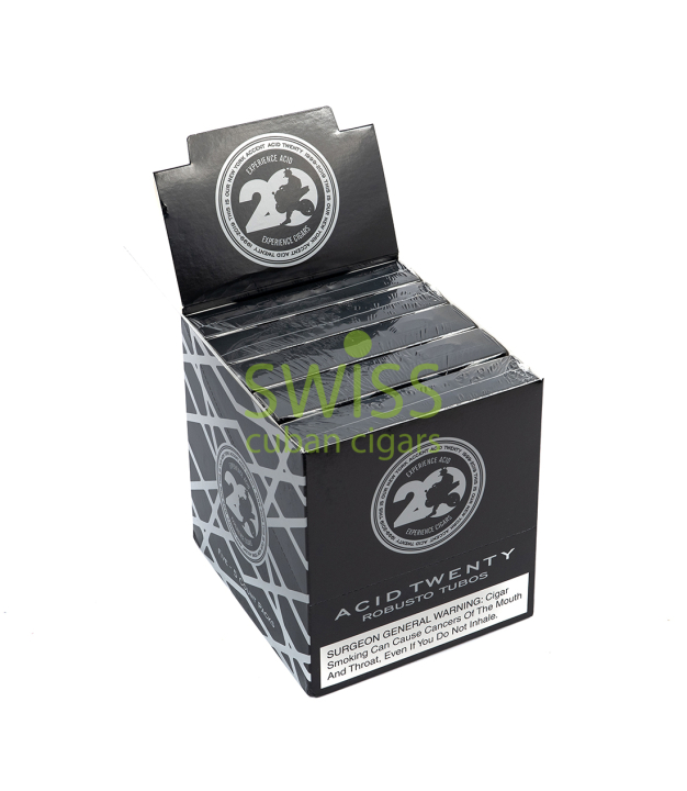 アシッド「TWENTY」20周年のカウンターディスプレイ箱。黒銀デザインに円形ロゴと個包装。